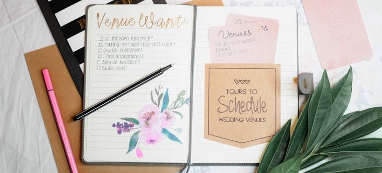 a notebook and a pen