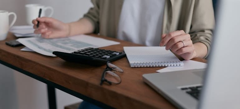 Person looking at a document.