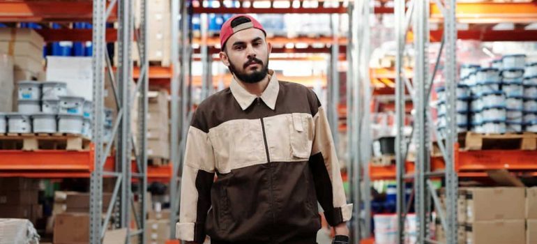 a man in the warehouse