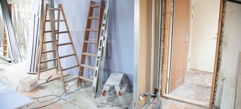 a ladder during renovation