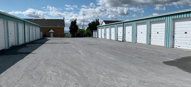 white doors of storage units