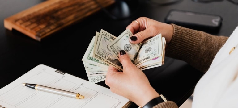 a person counting money