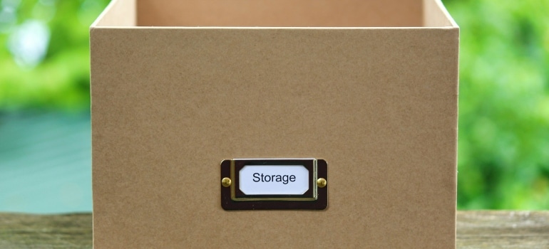 a box labelled storage